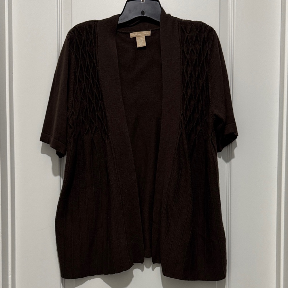 Signature Studio Chocolate Knit Short Sleeve Cardigan XL